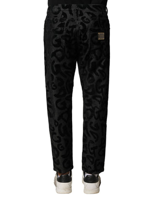 Dolce & Gabbana Gray Cotton DG Logo Straight Men Denim Jeans