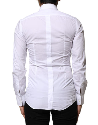 Dolce & Gabbana White GOLD Cotton Poplin Formal Dress Shirt