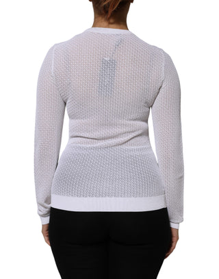 Dolce & Gabbana White Round Neck Long Sleeves Pullover Top