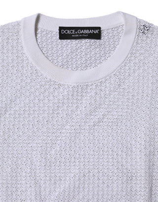 Dolce & Gabbana White Round Neck Long Sleeves Pullover Top