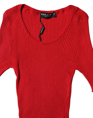 Dolce & Gabbana Red Round Neck Short Sleeves Pullover Top