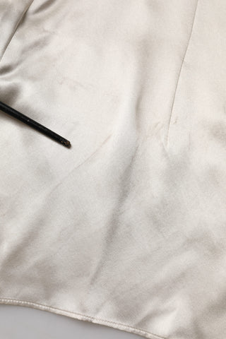 Dolce & Gabbana Beige Satin Silk Collared Long Sleeves Top