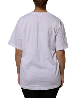 Dolce & Gabbana White Cotton Short Sleeves V-neck T-shirt