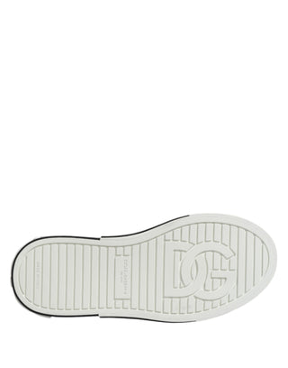 Dolce & Gabbana White Dotted Leather Slip On Men Sneakers Shoes