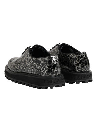 Dolce & Gabbana Black White Calfskin Chunky Derby Shoes
