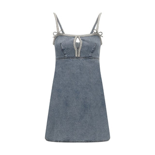 Self-Portrait Denim mini Dress with pearls