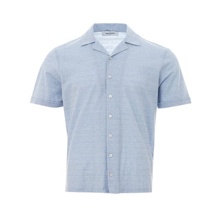 Gran Sasso Blue Linen And Cotton Shortsleeve Shirt