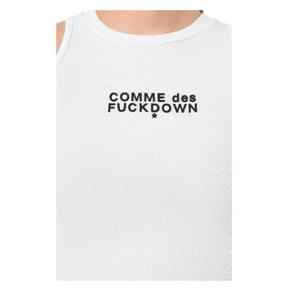 Comme Des Fuckdown White Cotton Women Cropped T-Shirt
