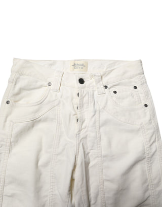Jeckerson White Cotton Stretch Straight Fit Men Denim Jeans