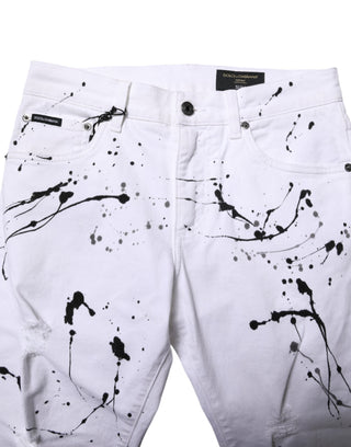 Dolce & Gabbana White ColorSplash Skinny Denim Jeans