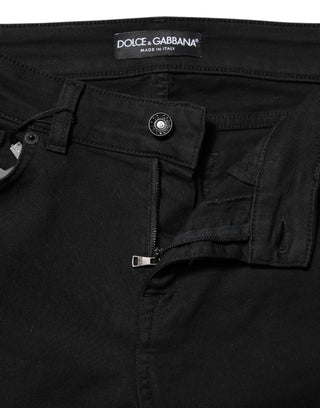 Dolce & Gabbana Black Cotton Skinny Mid Waisted Denim Jeans