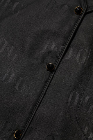 Dolce & Gabbana Black Silk DG Embroidery Long Sleeves Top