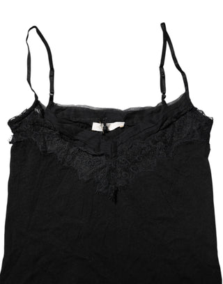 Scervino Street Black Wool Sleeveless Square Neck Tank Top