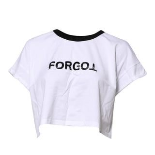 Dolce & Gabbana White Graphic Print Crew Neck Cropped T-shirt