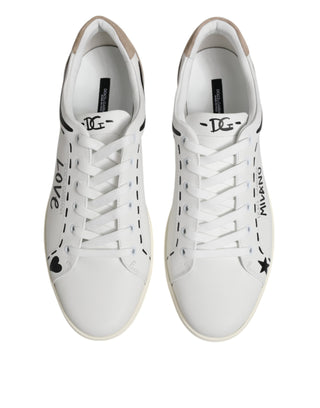 Dolce & Gabbana White Leather MILANO Low Top Sneakers Shoes