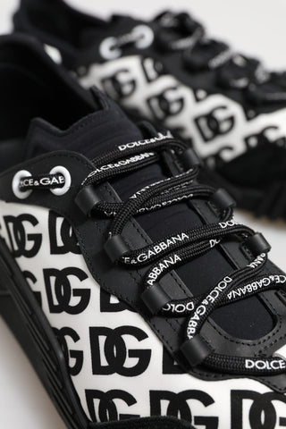 Dolce & Gabbana Black Logo Lace Up Low Top NS1 Sneakers Shoes