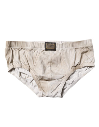 Dolce & Gabbana Gray Cotton Stretch Regular Men Brief Underwear