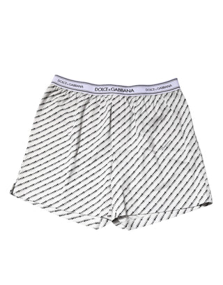 Dolce & Gabbana White Black Patterned Regular Boxer Underwear