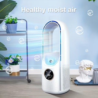 Quiet Portable Air Conditioner Fan with Night Light - USB Powered Desktop Tower Cooler with 6 Speeds, Built-in Humidifier and Air Filter for Bedroom and Outdoor Use, Power Cord Included 