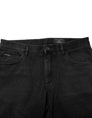 Dolce & Gabbana Black Cotton Logo Plaque Skinny Denim Jeans