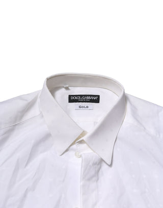 Dolce & Gabbana White Cotton GOLD Dress Formal Shirt