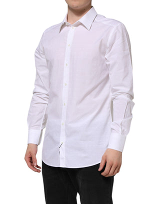 Dolce & Gabbana White Cotton GOLD Dress Formal Shirt