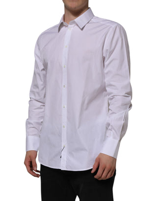 Dolce & Gabbana White Cotton GOLD Long Sleeves Formal Shirt