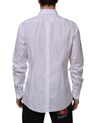 Dolce & Gabbana White Cotton GOLD Long Sleeves Formal Shirt