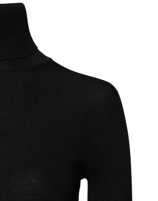 Dolce & Gabbana Black Cashmere Turtleneck Knitted Blouse Top