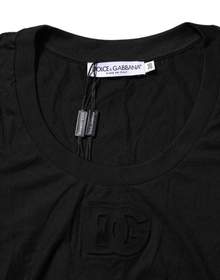 Dolce & Gabbana Black Cotton Short Sleeves Round Neck T-shirt