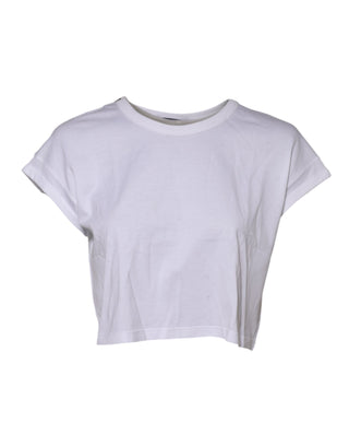Dolce & Gabbana White Cotton Short Sleeves Cropped T-shirt
