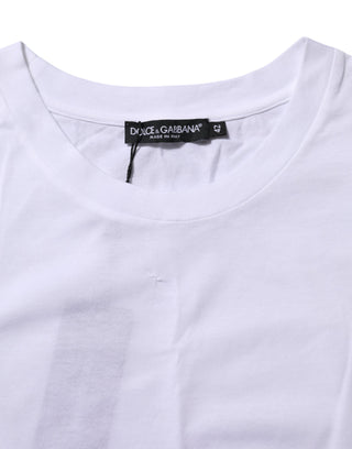 Dolce & Gabbana White Cotton Round Neck Short Sleeves T-shirt