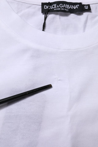 Dolce & Gabbana White Cotton Round Neck Short Sleeves T-shirt