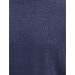 Dsquared² Blue Fleece Wool Turtleneck