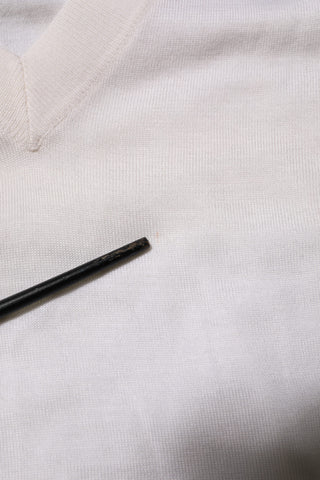 Dolce & Gabbana White Cashmere Logo V-neck Pullover Sweater