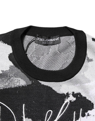 Dolce & Gabbana Multicolor Silk Camouflage Pullover Sweater