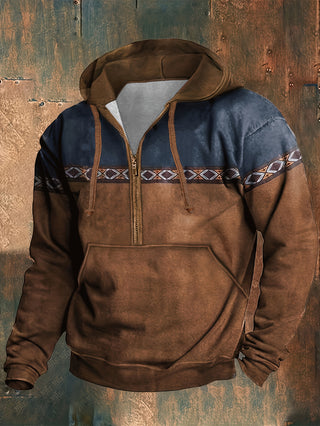 Men's Retro Cool Color Hoodies Sweatshirts, Men's Casual Ethnic Style Sweatshirt, Winter Autumn Streetwear, Gifts, Outerwear. 