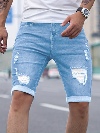 Men's Ripped Skinny Jeans Shorts, Fashion Summer Casual Jeans Shorts for Men 