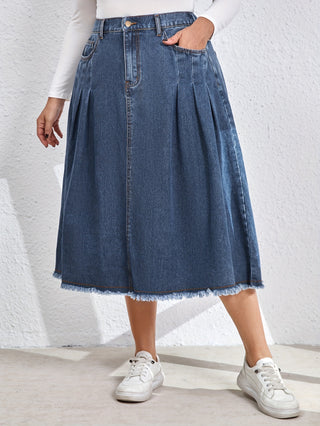 Hem Ro Comfortable Denim Skirt, Loose and Elegant Long Skirt for Everyday, Women's Clothing 