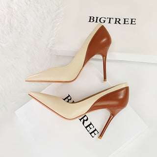 Women's Elegant Pointed Toe High Heel Pumps - Solid Color, Lightweight, Versatile All Year Round Toe High Heel Rubber Sole PU Upper - European Inspired Formal High Heel Pumps 