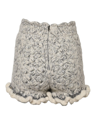 Dolce & Gabbana Metallic Bouclé Knit Cashmere Ruffled Shorts