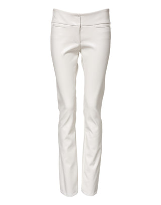Dolce & Gabbana White Polyurethane High Waist Tapered Pants