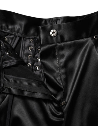 Dolce & Gabbana Black Lace Details High Waist Skinny Pants