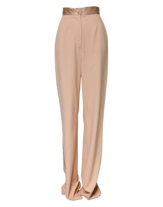 Dolce & Gabbana Beige Polyester Mid Waist Tapered Pants