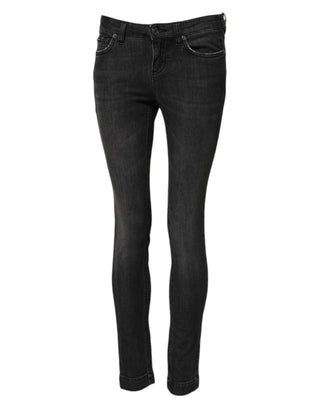 Dolce & Gabbana Black Cotton Low Waist Skinny Denim Jeans