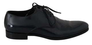 Dolce &amp; Gabbana Elegant Dark Blue Leather Derby Dress Shoes