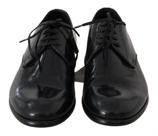 Dolce &amp; Gabbana Elegant Dark Blue Leather Derby Shoes