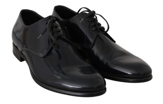 Dolce &amp; Gabbana Elegant Dark Blue Leather Derby Shoes