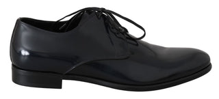 Dolce &amp; Gabbana Elegant Dark Blue Leather Derby Shoes