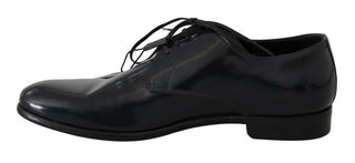 Dolce &amp; Gabbana Elegant Dark Blue Leather Derby Shoes